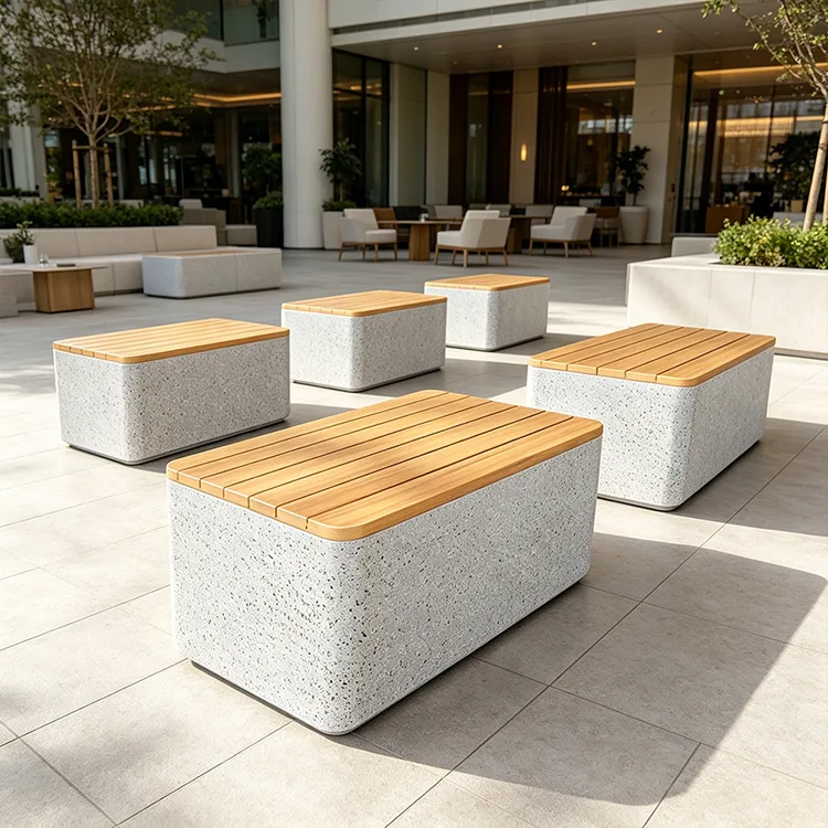 Banco comercial del cubo del terrazo de FRP