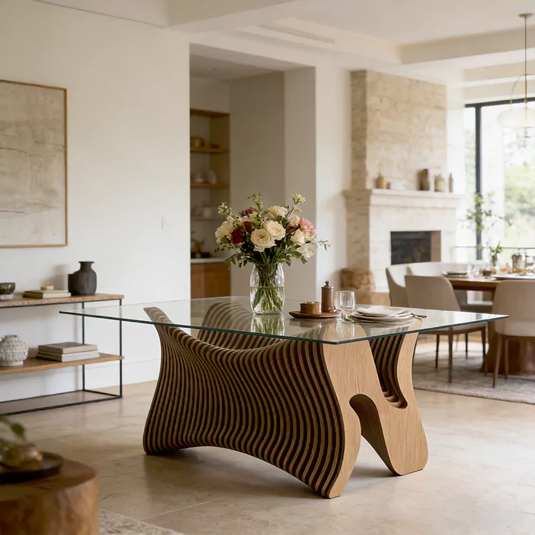 Parametric Sculpture Wave Wooden Coffee Table